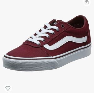 Burgundy Low Top Canvas Vans, women’s size 8.5